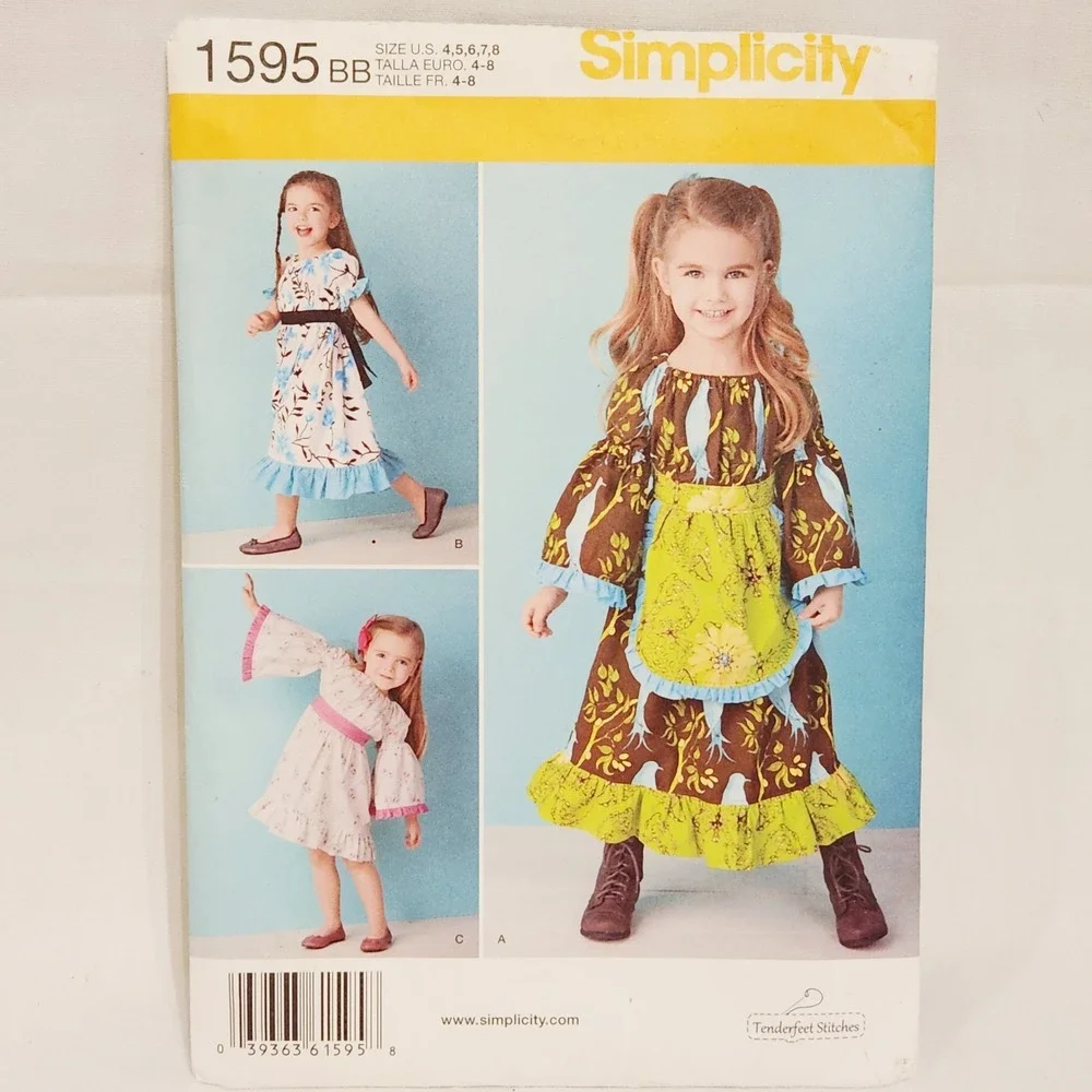 Child Sz 4-8 Simplicity 1595BB Dress in 2 Lengths